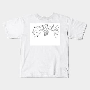 Flaming Fish Skeleton Kids T-Shirt